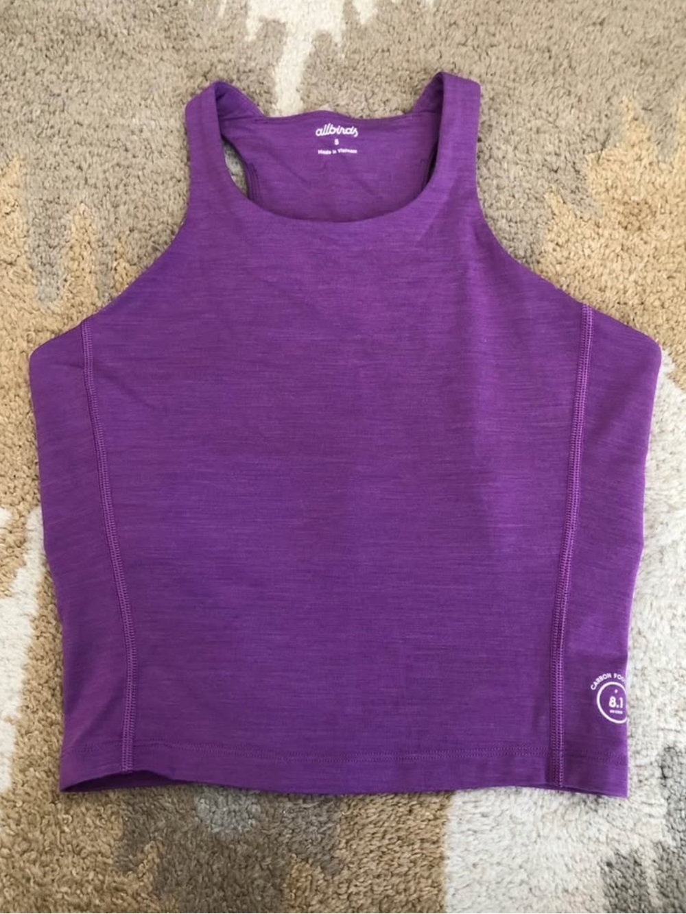Allbirds Soft Merino Blend Running Tank Shelf Bra Purple Sz S New Without Tags!
